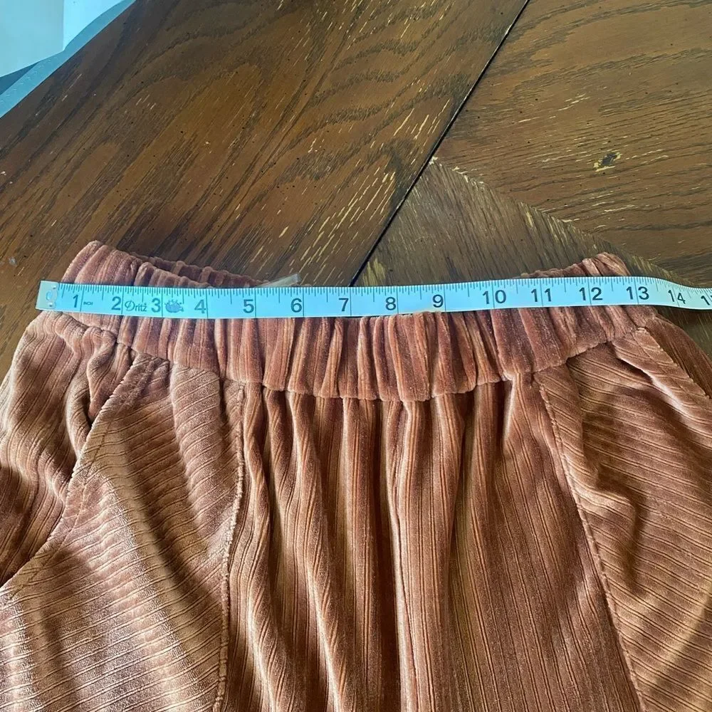 Doe & Rae Corduroy Wide Leg Pants Drawstring Copper - Picture 10 of 10